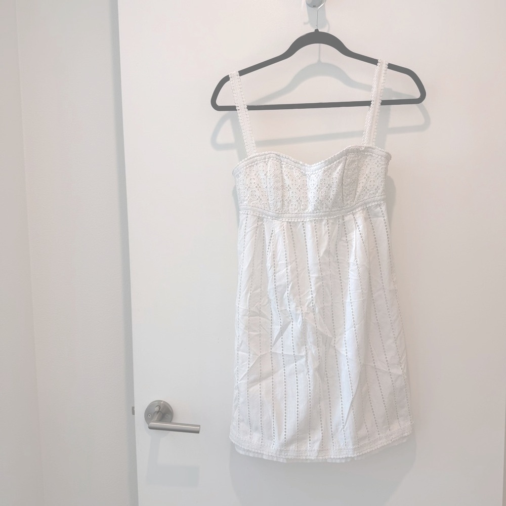 Andrew GN Dress Eyelet Lace Sweetheart Neck Sleeveless France White FR Size 38